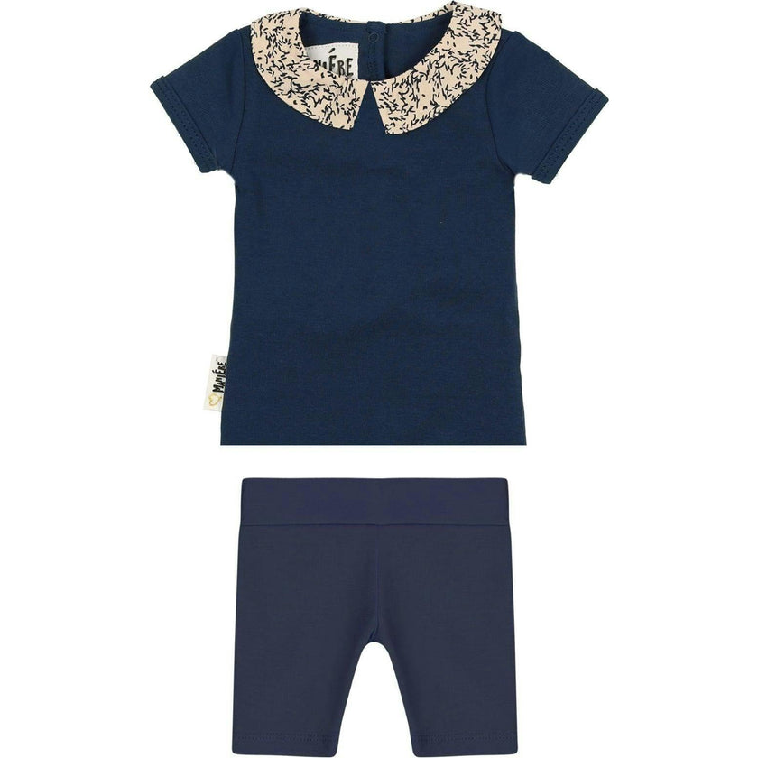 Floral Collar 2-Piece Top & Short Set