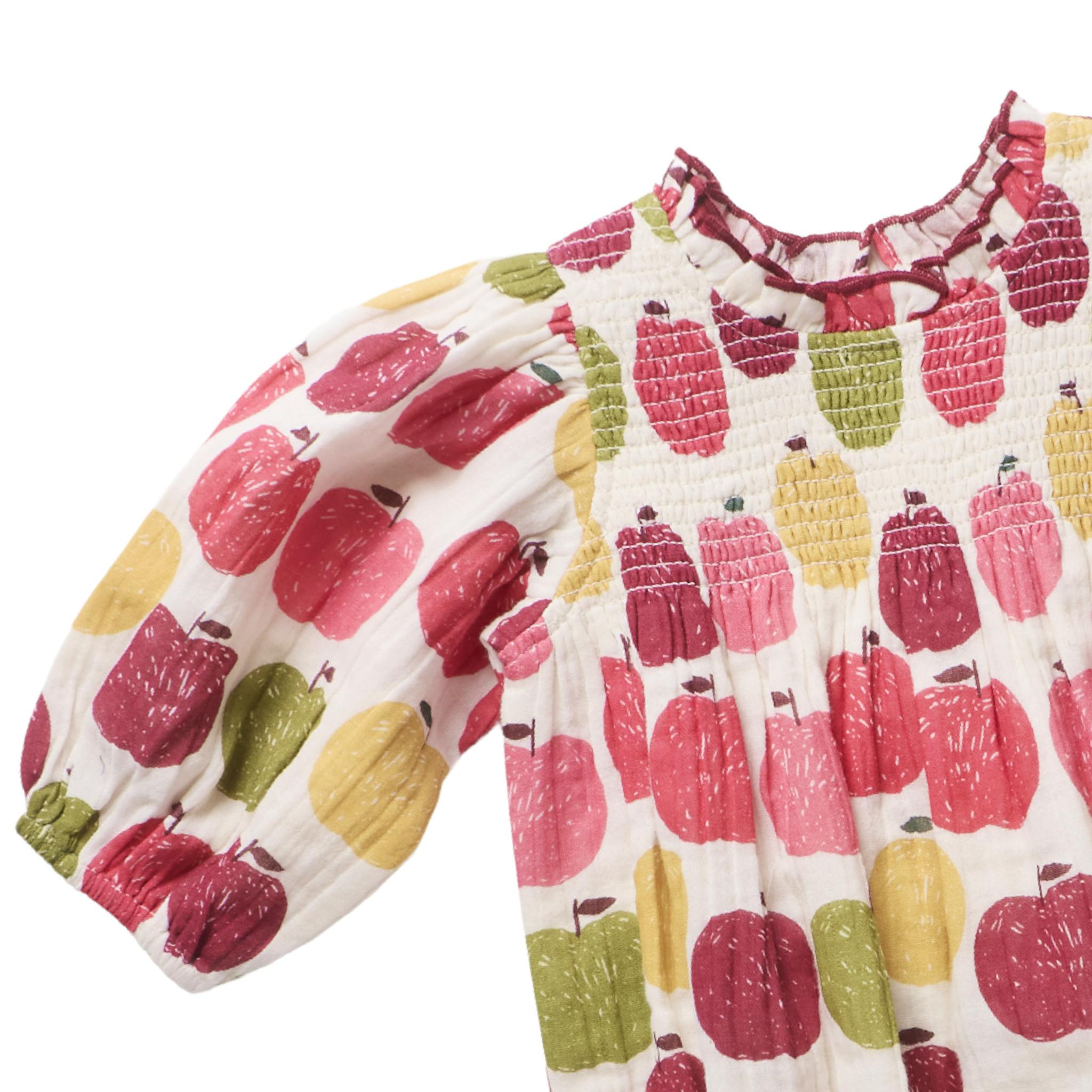Baby Girls Stevie Puff Sleeve Bubble - Pink Delicious Apples