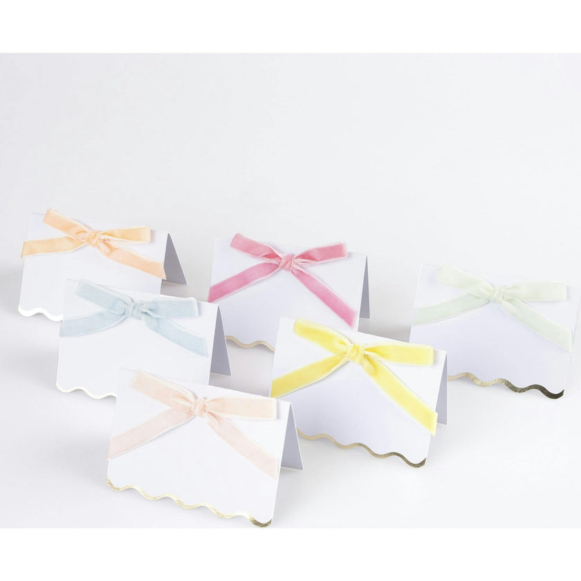 Pastel Velvet Bow Place Cards