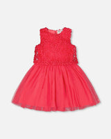 Sleeveless Textured Rosette Dress