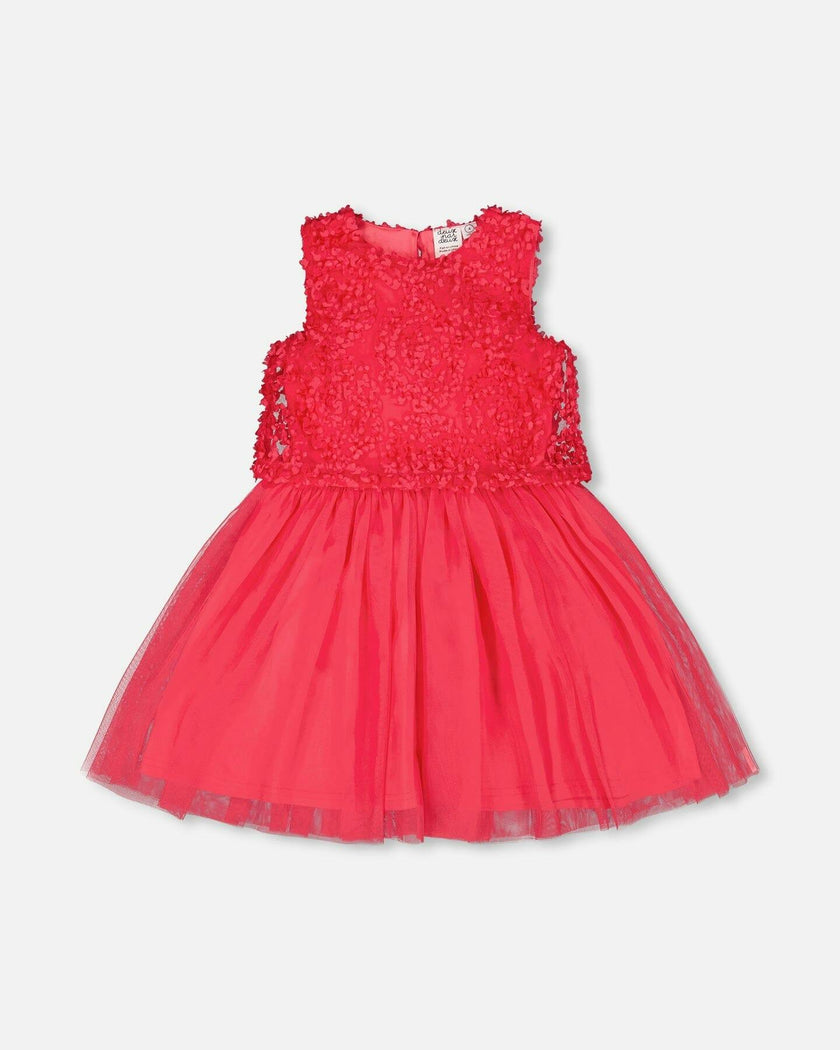 Sleeveless Textured Rosette Dress