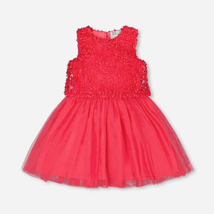 Sleeveless Textured Rosette Dress