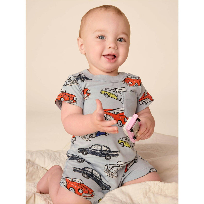 Pocket Shortie Baby Romper, Blue