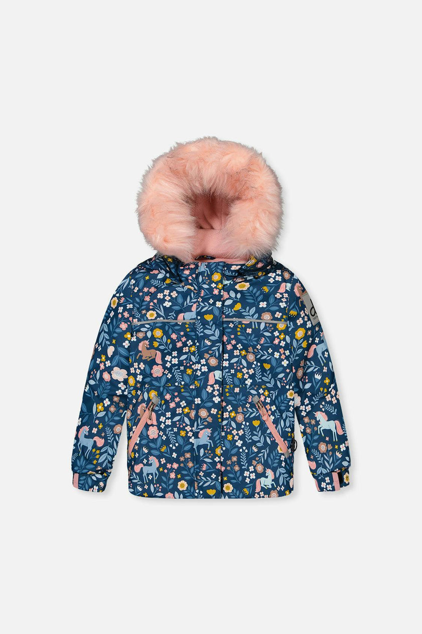 Two Piece Discover Snowsuit Blue And Pink Unicorn Print