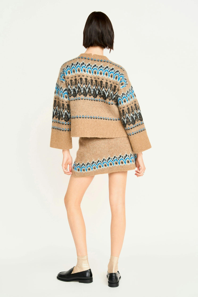 Arosa Brushed Fairisle Knit Mini Skirt in Glacial