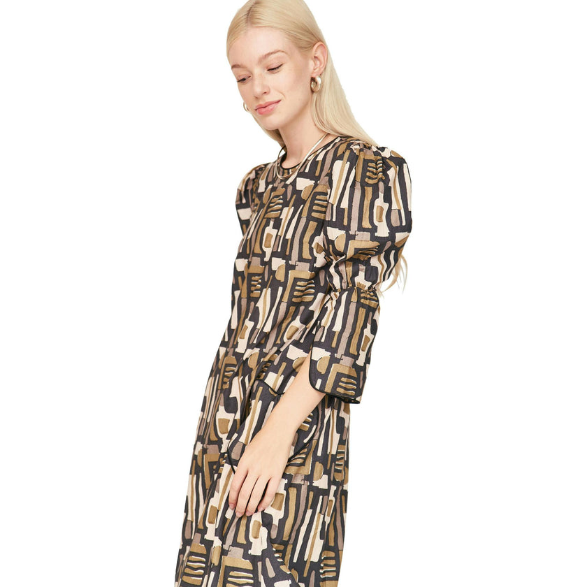 Cassis Dress in Olive Labyrinth