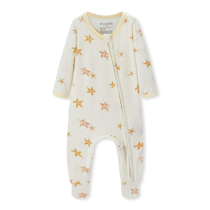 Starfish Dreams Luxe Stretch Zipper Footed Romper