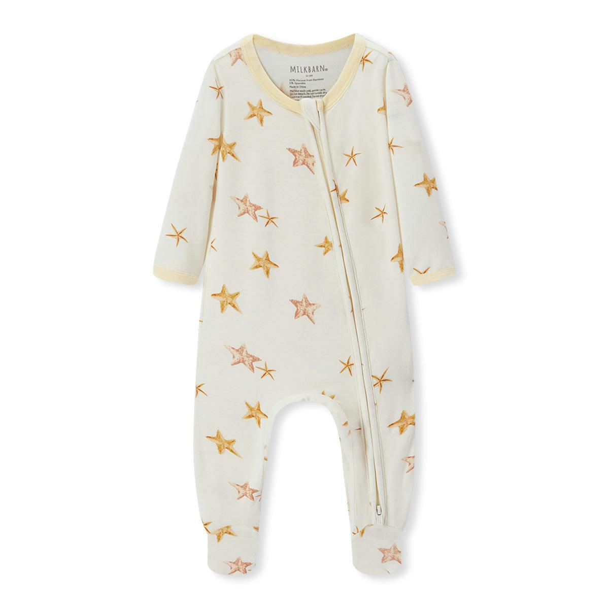 Starfish Dreams Luxe Stretch Zipper Footed Romper
