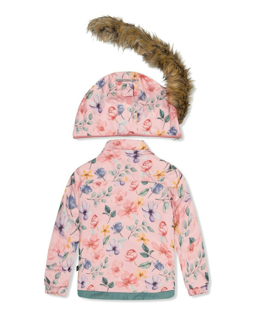 Two Piece Play Snowsuit Pink Vintage Floral Print