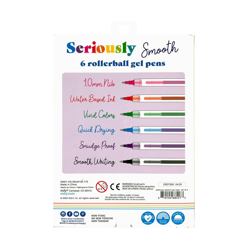 Seriously Smooth Rollerball Gel Pens - Set of 6