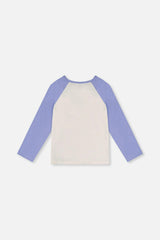 Raglan Organic Cotton T-Shirt Violet And Off-White