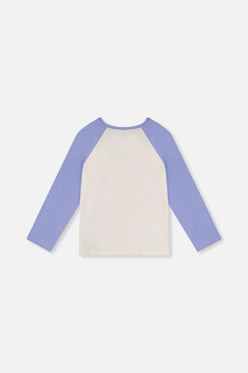 Raglan Organic Cotton T-Shirt Violet And Off-White