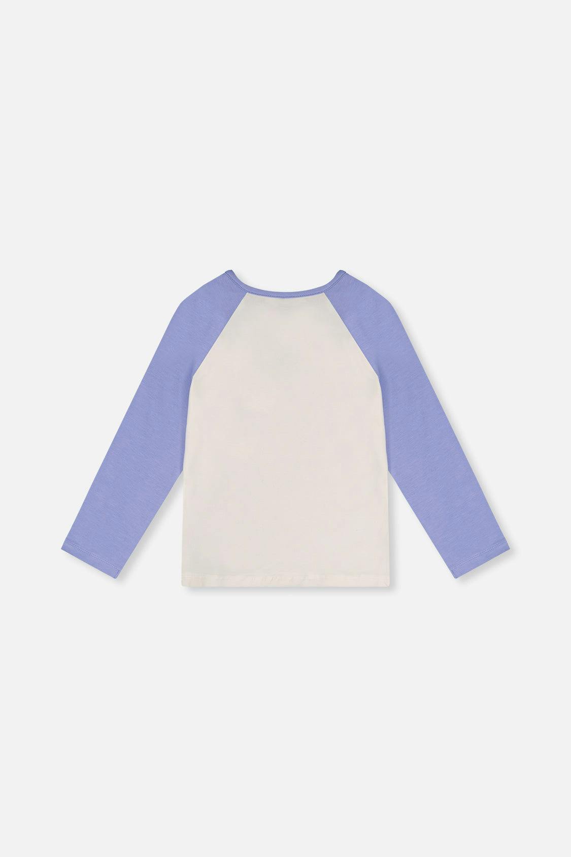 Raglan Organic Cotton T-Shirt Violet And Off-White