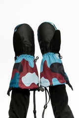 Teknik Winter Mittens Blue and Red Camouflage