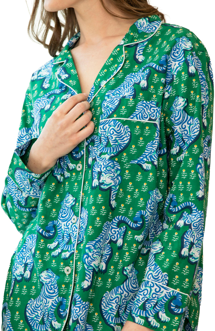 Tiger Queen - Long PJ Set - Jade