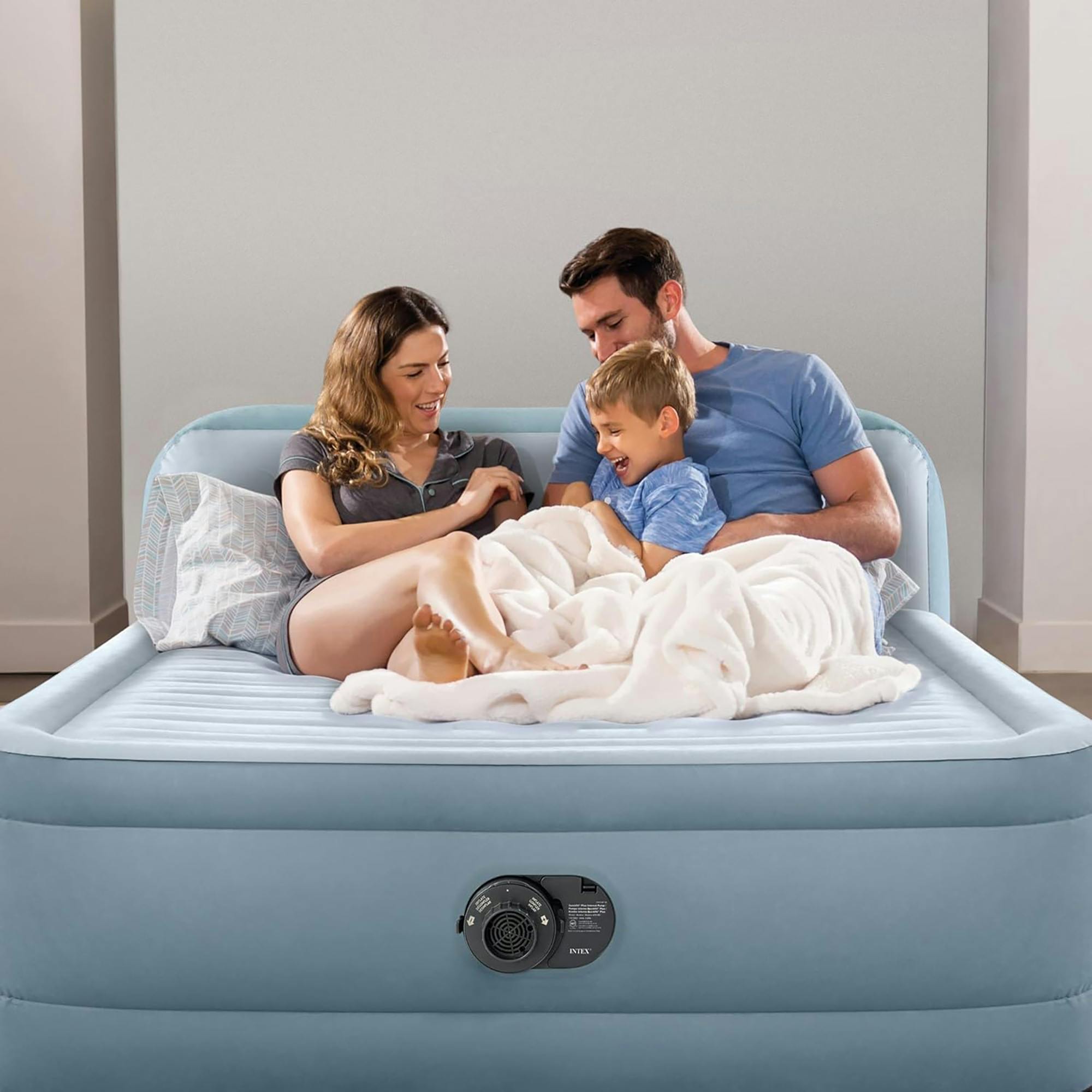 Dura-Beam: Deluxe Ultra Plush Headboard: Queen - Airbed - Blue