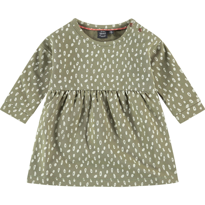 Round Neck Long Sleeve Spot Print Dress