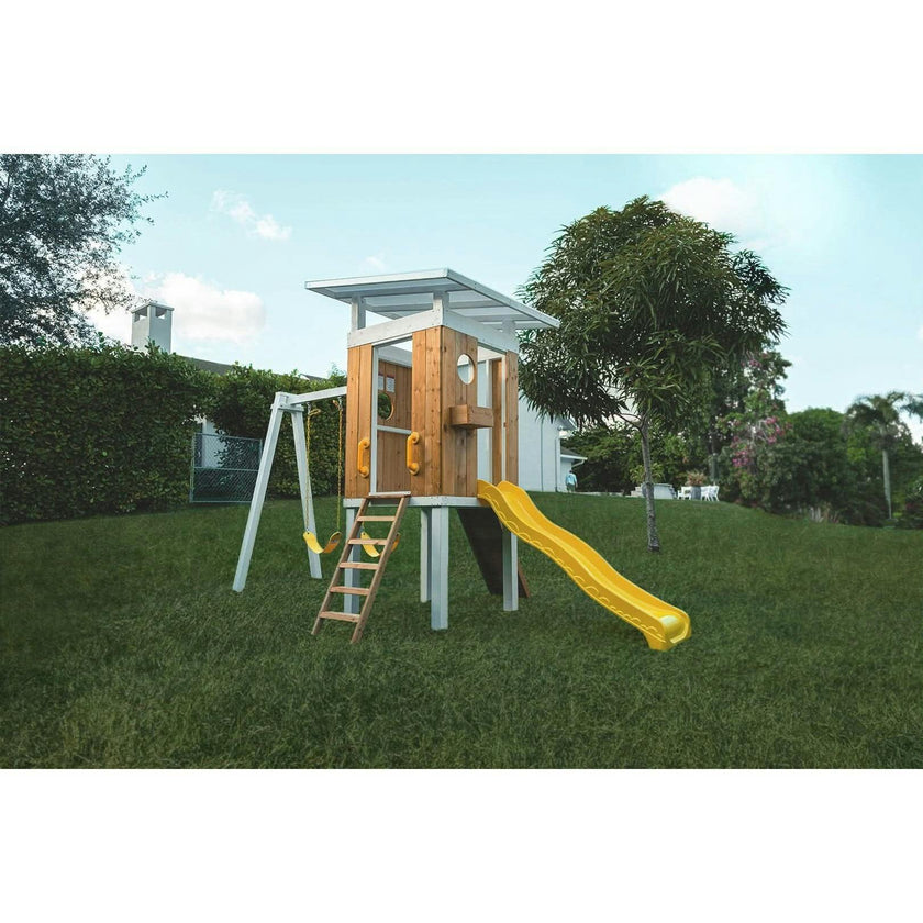 Forest - Modern Backyard Outdoor Swing Set 2 Swings And Trapeze Bar