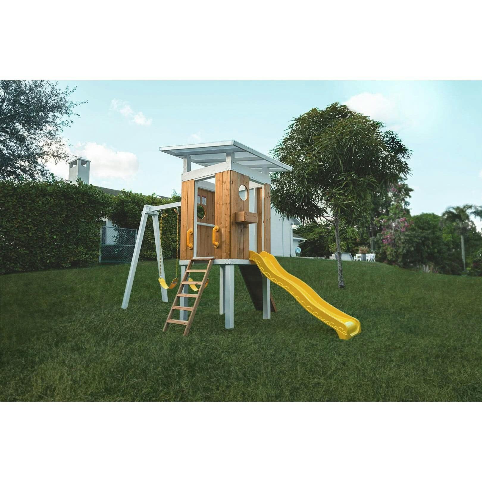 Forest - Modern Backyard Outdoor Swing Set 2 Swings And Trapeze Bar