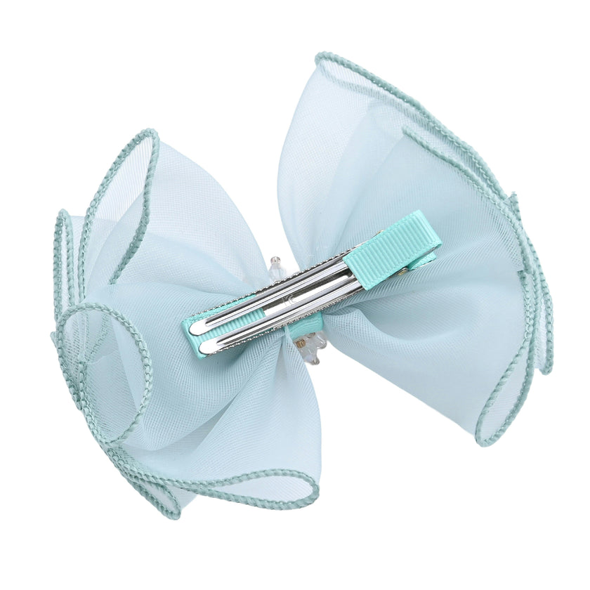 Multicolor Pearl Cluster Bow Clip Set