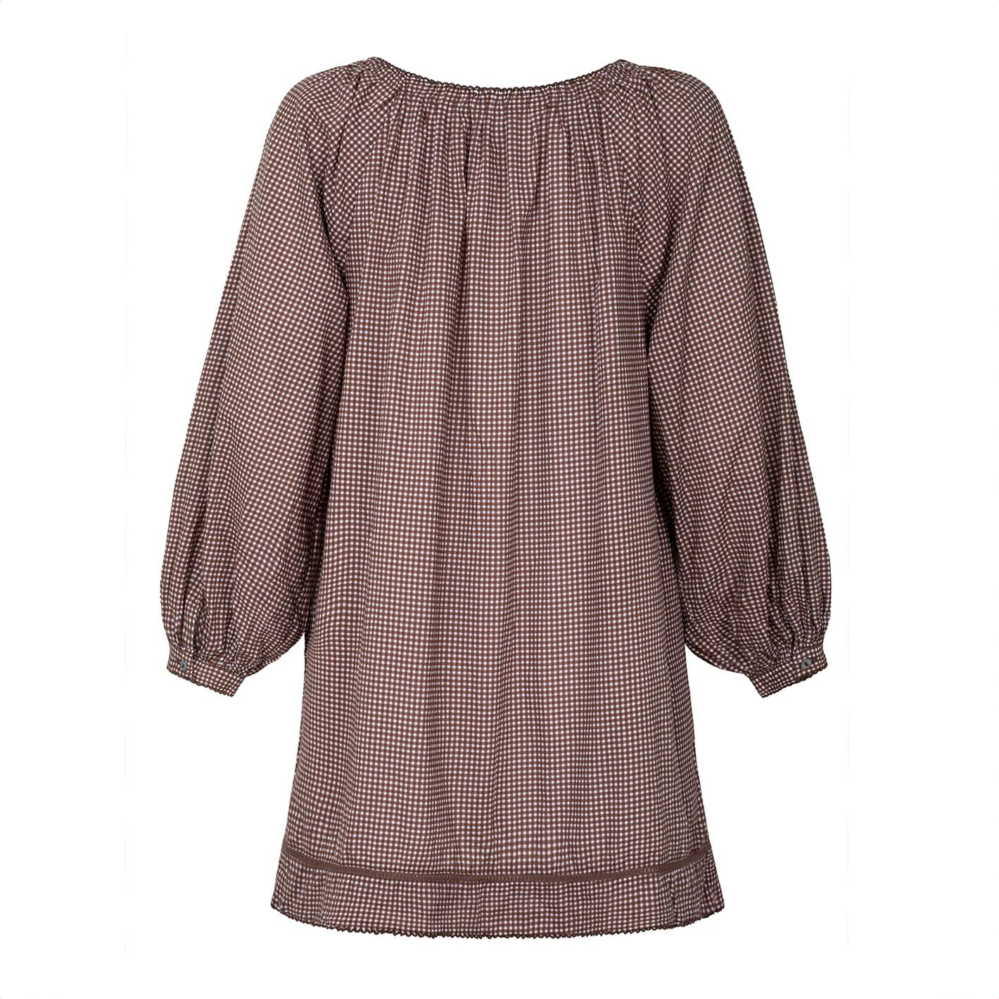 women's cocoa gingham long sleeve cotton coverup