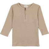 Soft Ribbed 3-Quarter Sleeve Zipped Henley Shirt