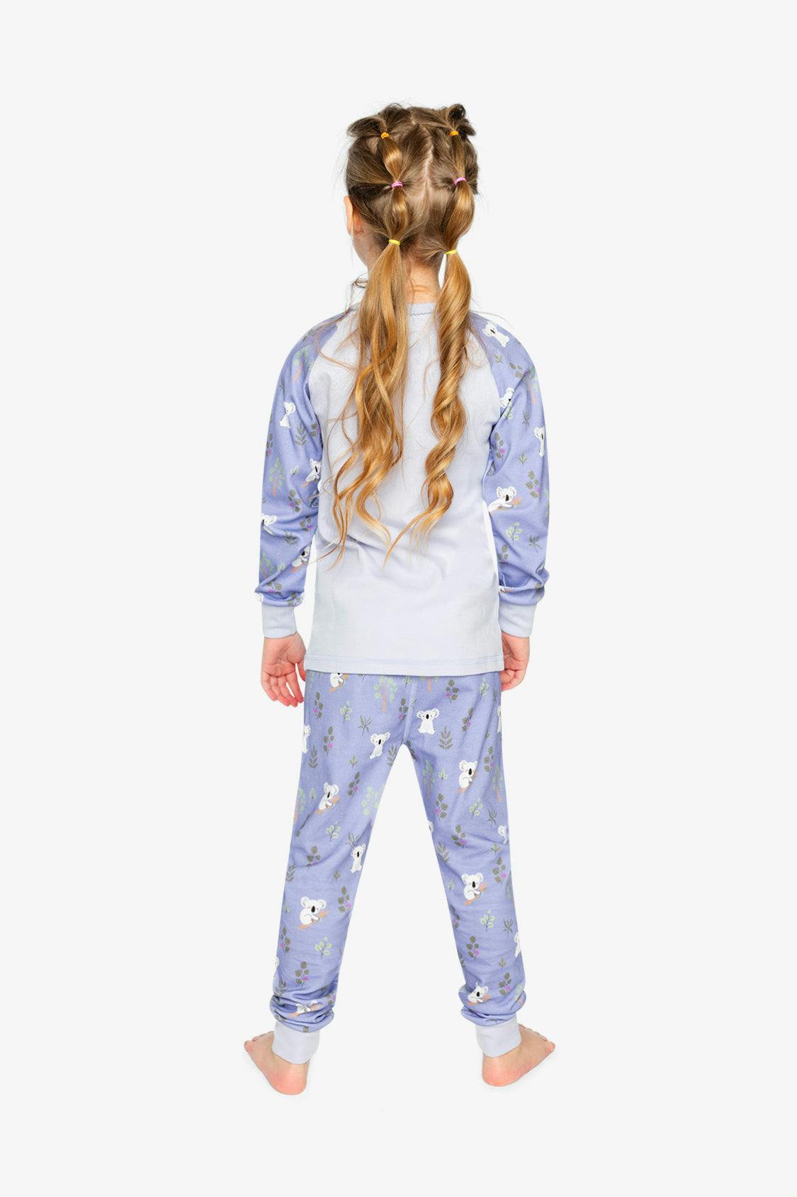 Organic Cotton Two Piece Pajama Set Purple Koala Print