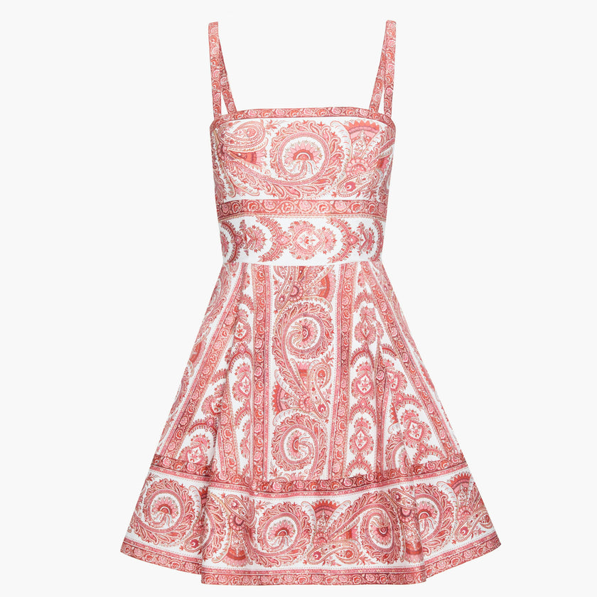 The Margot Mini Dress - Coral Corsica Paisley