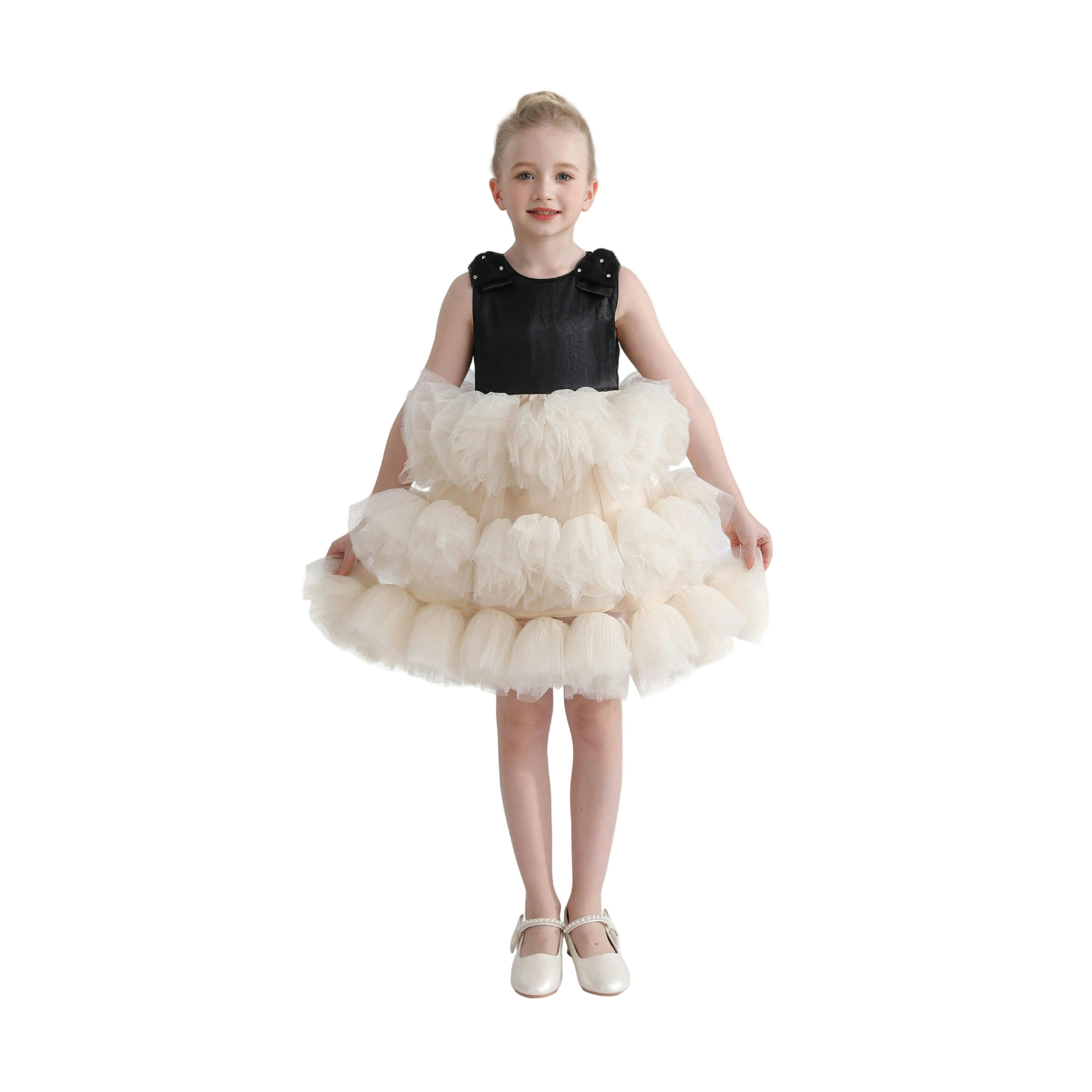 Black & Cream Celestine Ruffle Dress