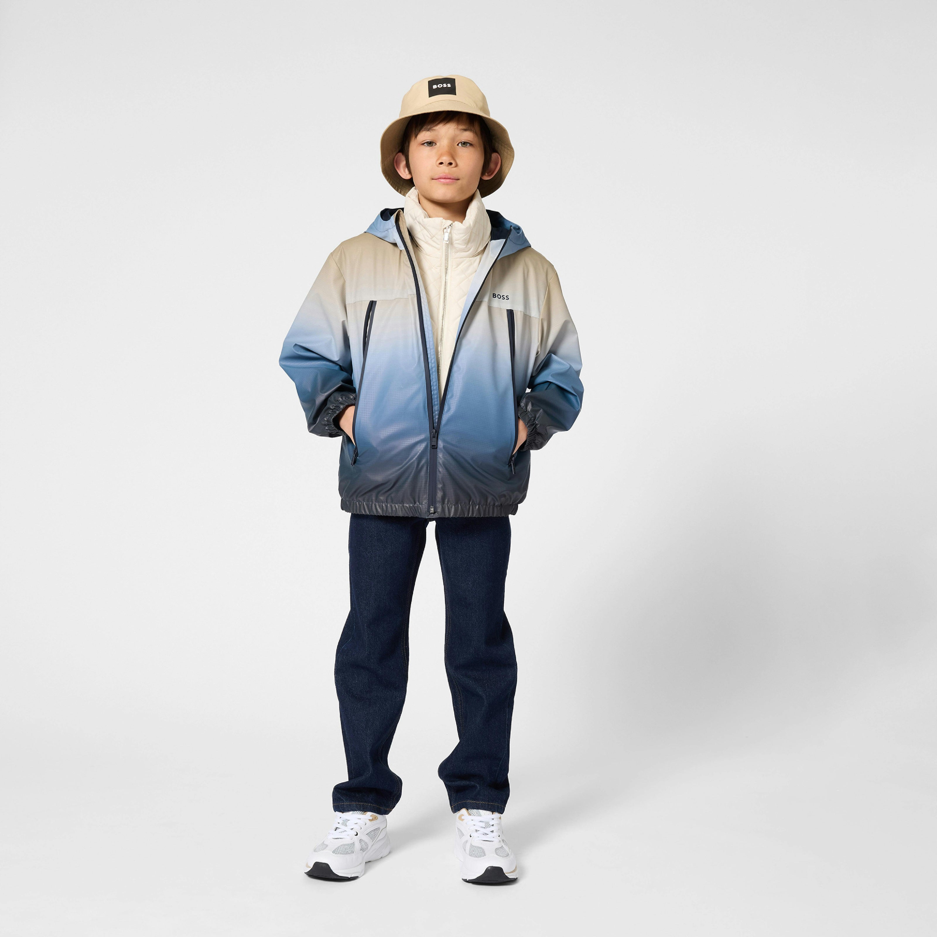 Blue Gradient Hooded Windbreaker