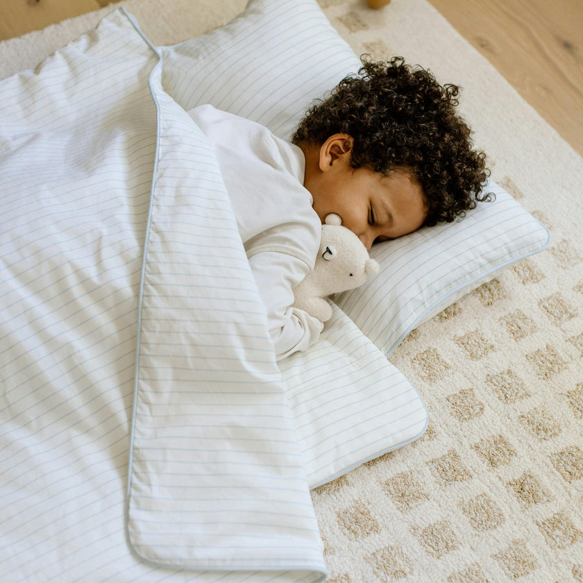 [NEW] XL Organic Nap Mat- Blue Stripe