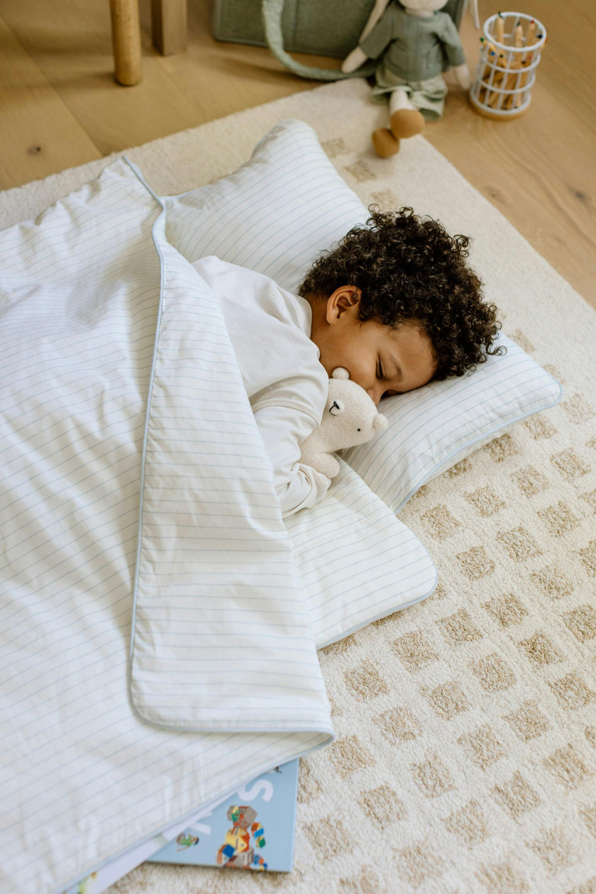 [NEW] XL Organic Nap Mat- Blue Stripe