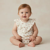 Organic Sleeveless Ruffle Bubble Romper - Blush Floral