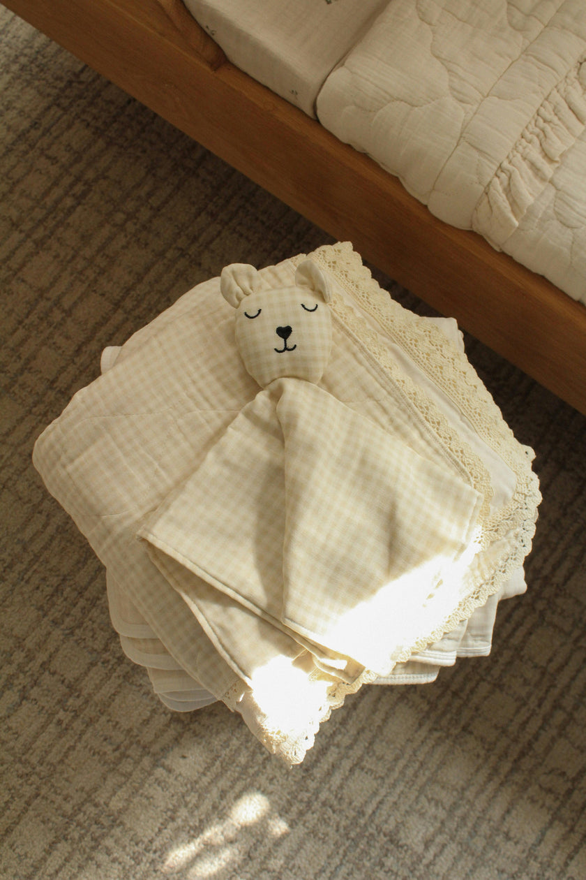 Cream Gingham Bear Lovey