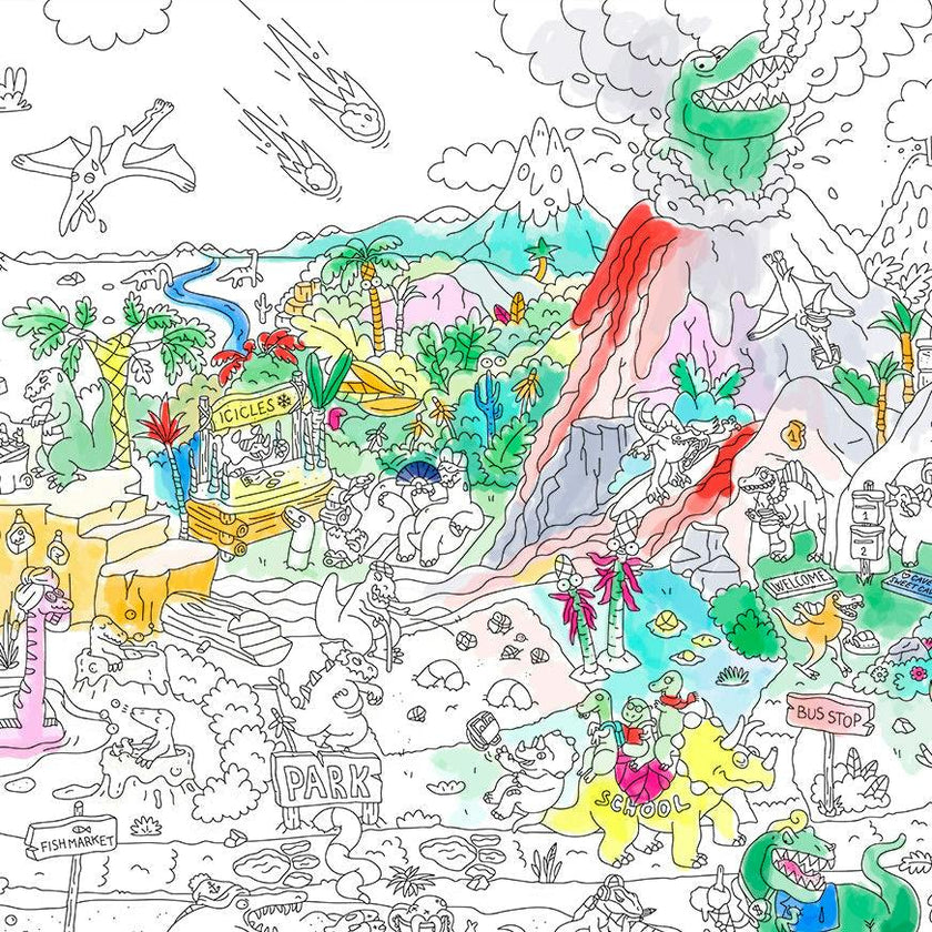 Dinos - Poster géant à colorier