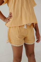 Girls Embroidery Shorts in Golden Sunshine