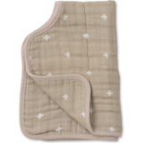 Cotton Muslin Burp Cloth - Taupe Cross