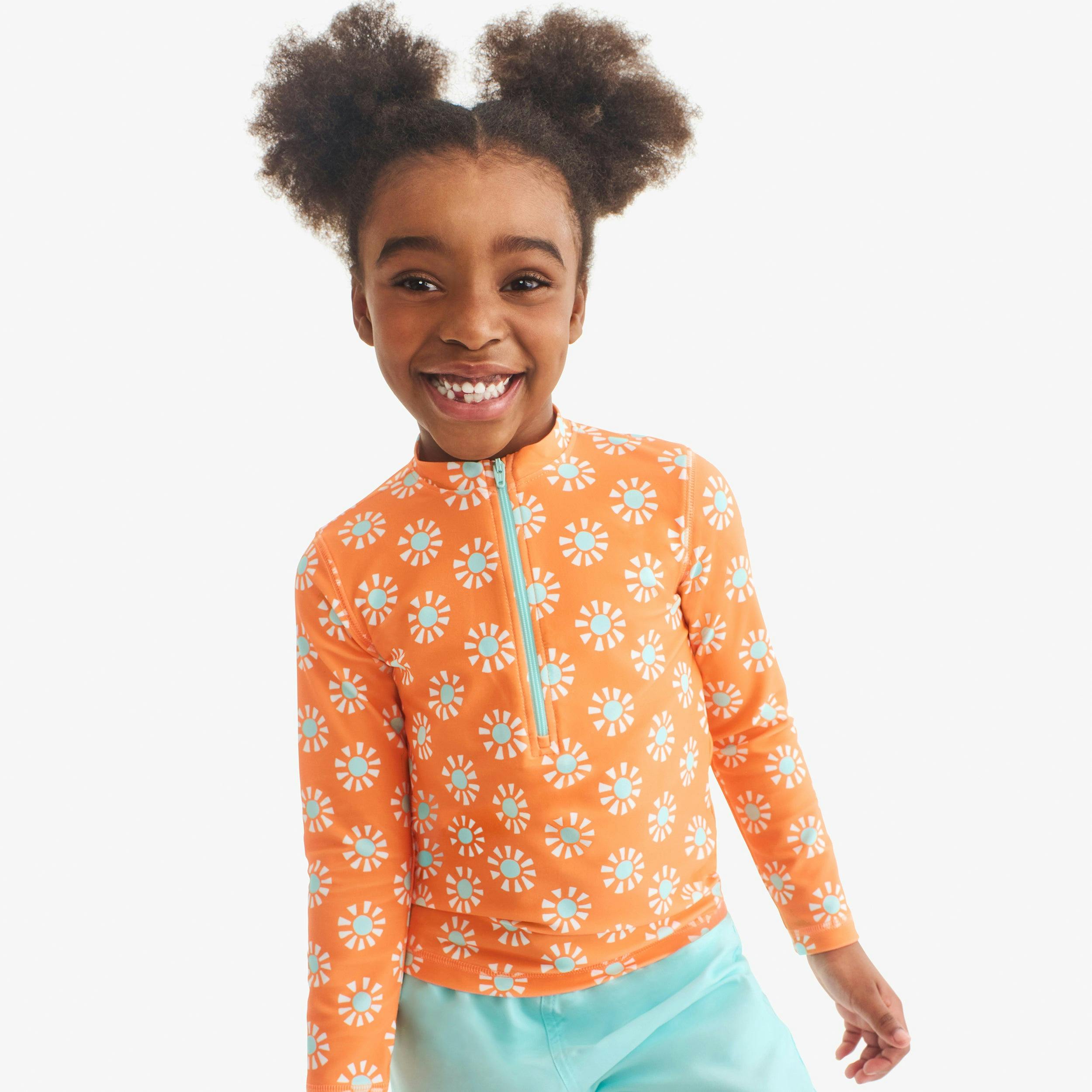 Clearance kids long sleeve half-zip rash guard in cutout suns
