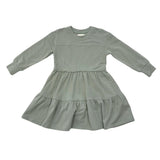 Girls Terry Sweatshirt Dress in Shadow Green