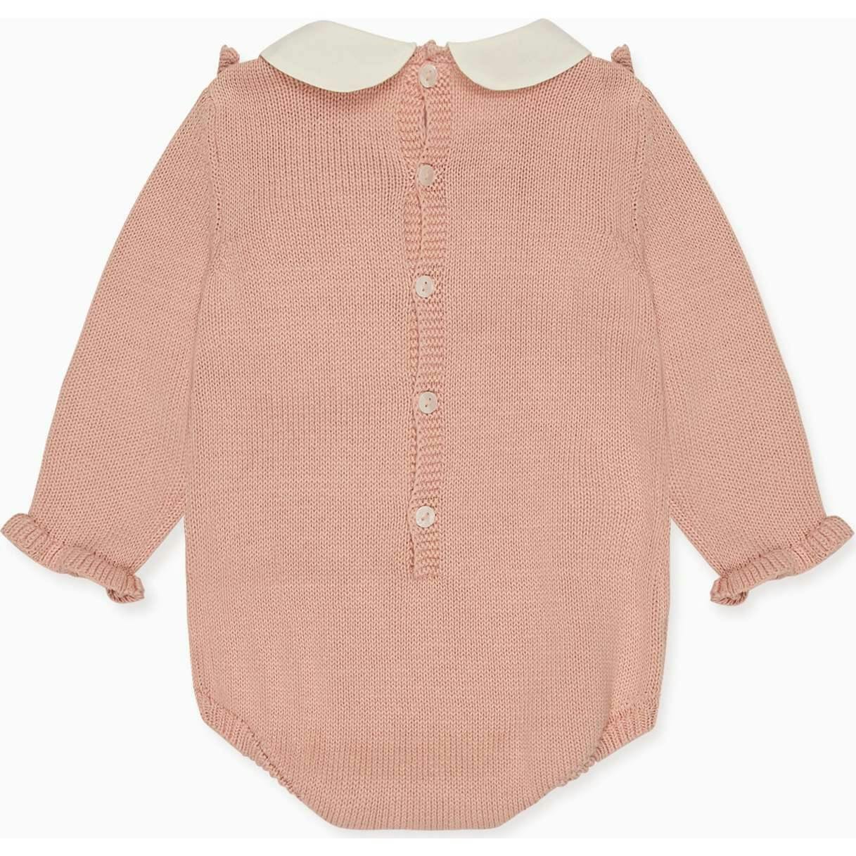 Dusty Pink Ginia Cotton Baby Girl Knitted Romper