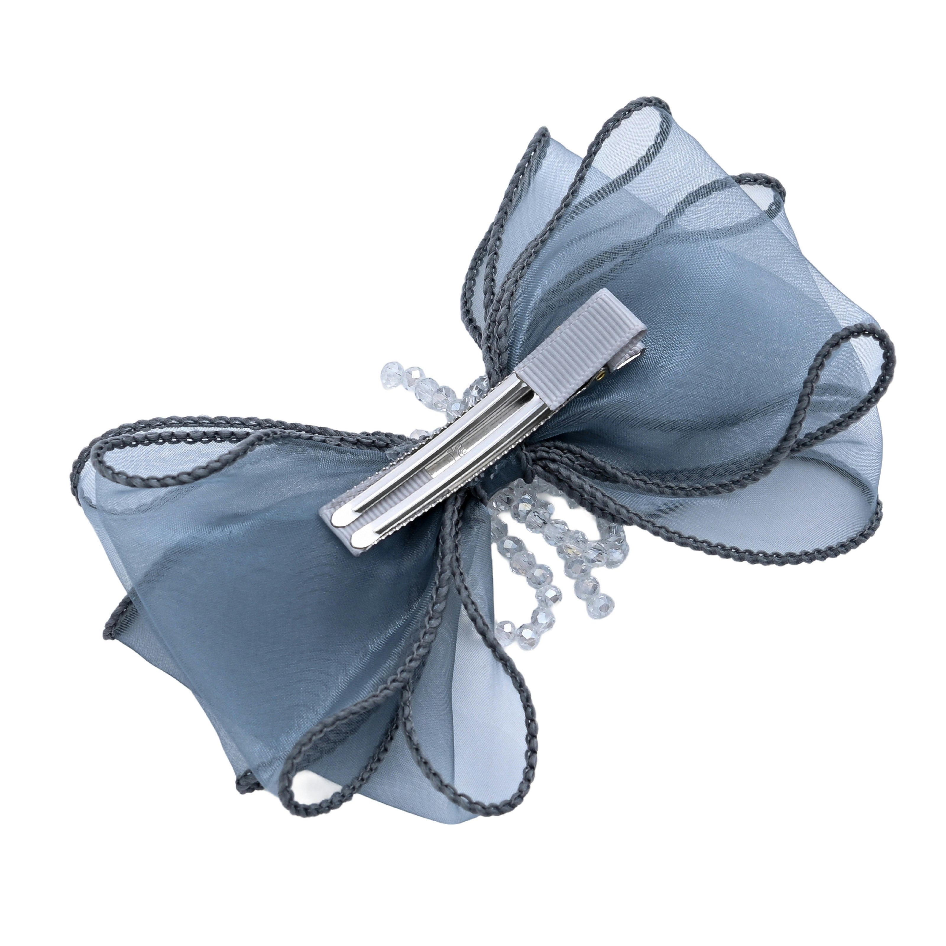 Multicolor Beaded Bow Clip Set