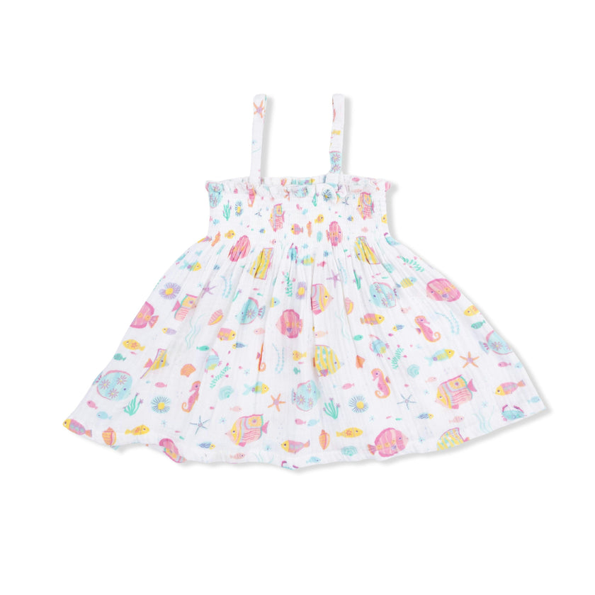 Sunny Coral Reef Fish - Smocked Top with Bike Short
