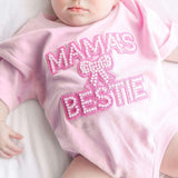 Mama's Bestie Pearl Patch Short Sleeve Romper - Ballet