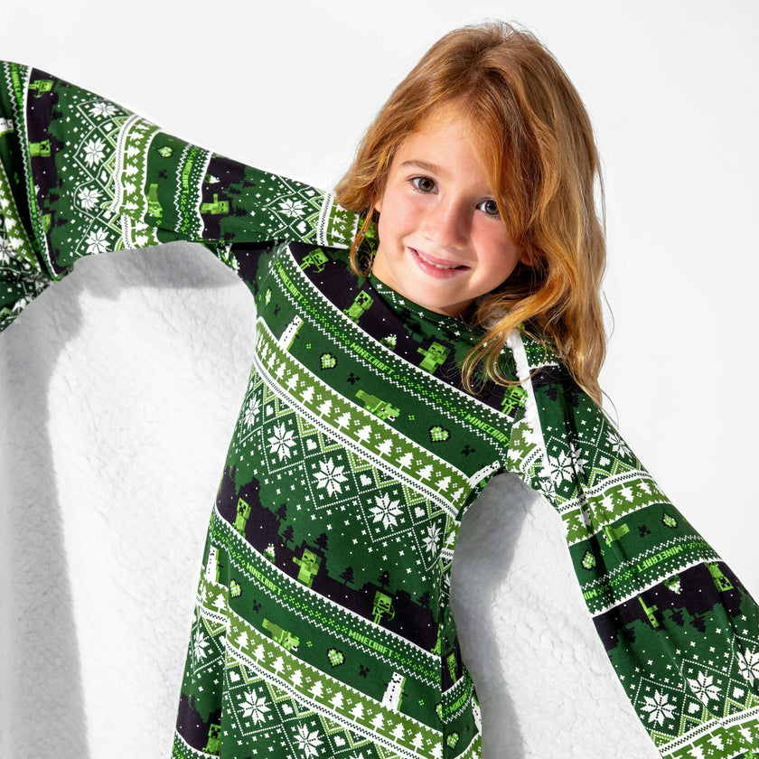 Minecraft: Creeper Holiday Bamboo Girls' Long Sleeve Dress