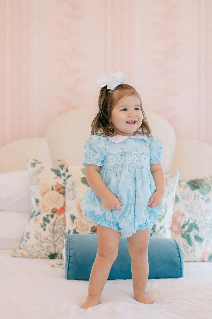 Collared Hydrangea Smocked Bubble (FINAL SALE)