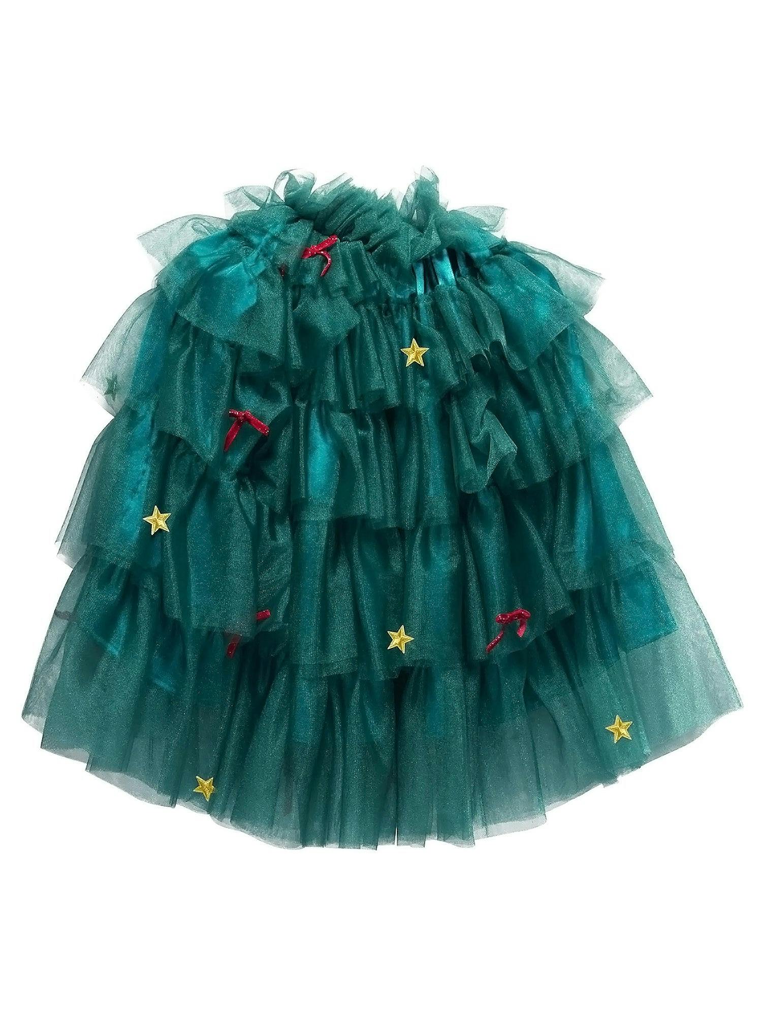 Green Tulle Holiday Christmas Tree Cape for Kids