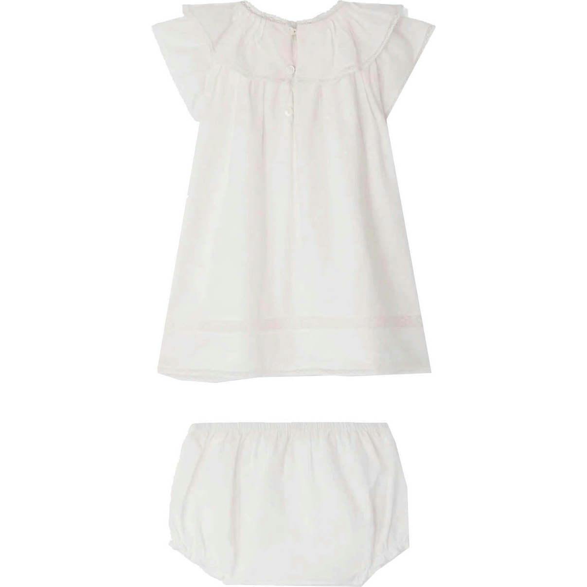 BONPOINT Lenou Baby Dress & Bloomers - Blanc Lait