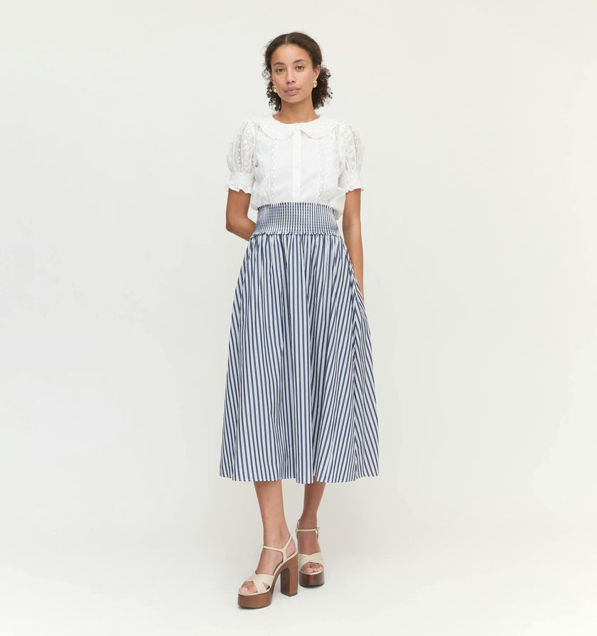 The Delphine Nap Skirt - Navy Stripe