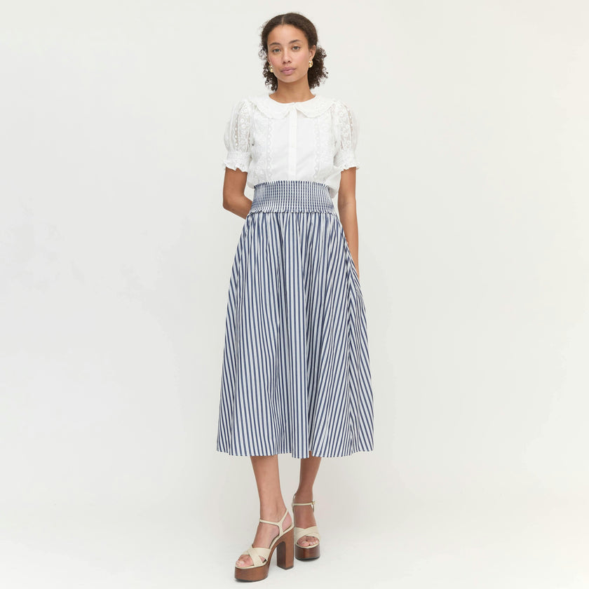 The Delphine Nap Skirt - Navy Stripe