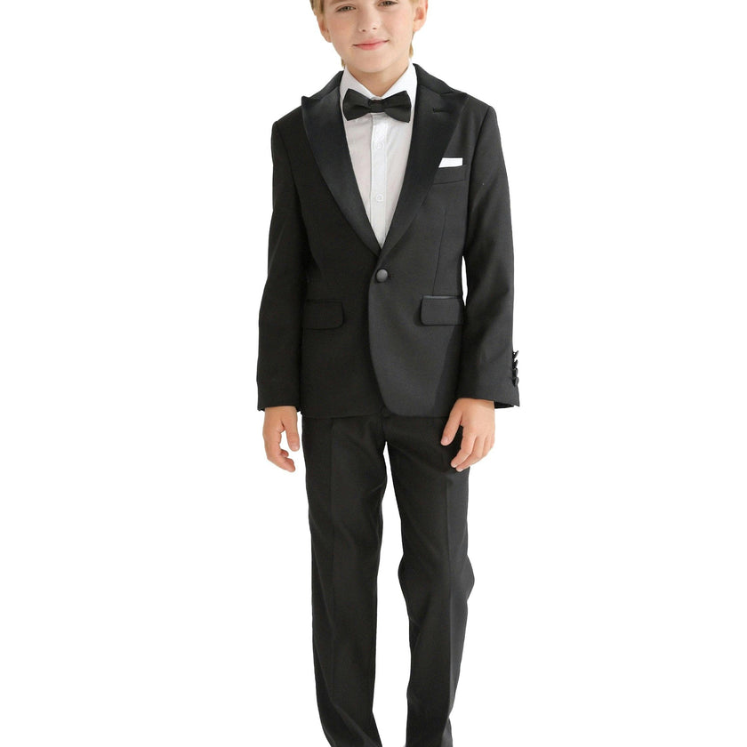 Black Peak Lapel Trim Wool Suit